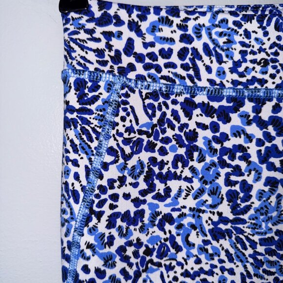 Lilly Pulitzer Luxletic XL Blue & White Leopard Print Flare Leggings - Picture 3 of 6